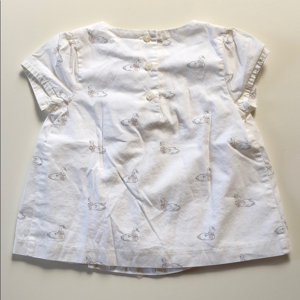 Janie And Jack | White Cap Sleeve Swan Blouse | 3T - Picture 3 of 8